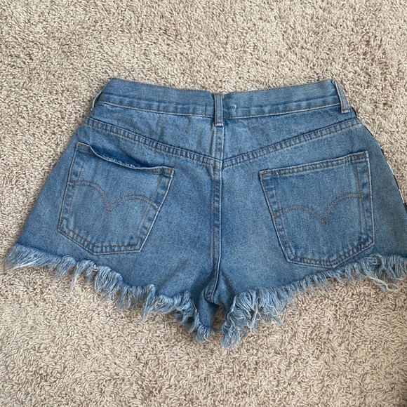 Checker Print Denim Shorts - Picture 2 of 2